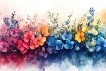 Poster - Vibrant Watercolor Floral Arrangement on White Background