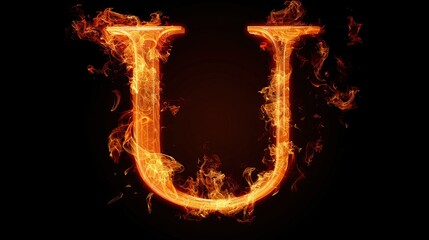 Wall Mural - Fiery Letter U