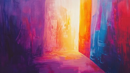 Poster - Abstract Painting with Vibrant Colors and a Central Light Source