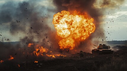 Explosive Battlefield Scene