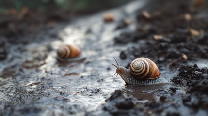 Sticker - Snails Crawling Through Mud