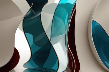 Wall Mural - Contemporary Abstract Wavy Glass Shape Background Design