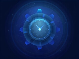 Wall Mural - futuristic digital gear concept, tech design, blue background, vector illustration