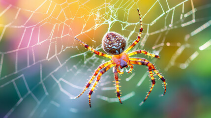 A spider weaves its intricate web, a masterpiece of natural engineering. 