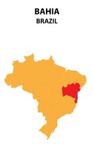  Bahia Map is highlighted on the Brazil map with detailed state and region outlines.