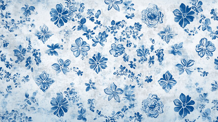 Wall Mural - Blue flowers wallpaper background