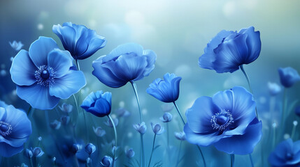 Wall Mural - Blue flowers wallpaper background