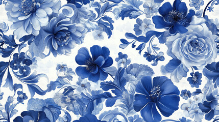 Wall Mural - Blue flowers wallpaper background