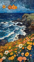 Canvas Print - stunning Sea of Flowers landscape illustration poster background