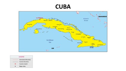  Cuba Map. Major cities in Cuba. Political map of Cuba with border and neighbouring countries.