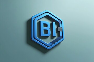 3D Power BI Insignia on a Pale Sapphire Background for Business Intelligence