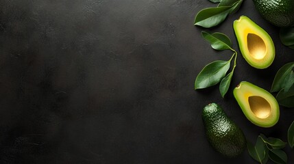 Poster - Fresh Avocados on Dark Background