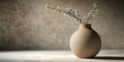 Wall Mural - 3D rendering of a handmade vase in a studio setting