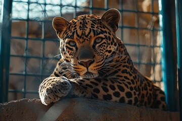 Poster - Close-up of a Leopard's Face and Paw Resting on a Rock