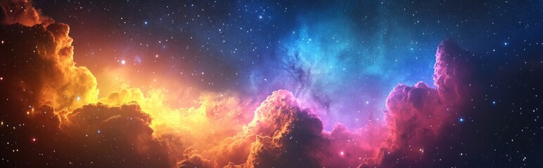 Aufkleber - Giant starscape backdrop featuring colorful space clouds in 3D cartoon rendering