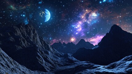 Aufkleber - Great image of a starry night sky in 3D cartoon rendering