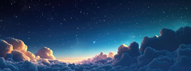 Aufkleber - Beautiful night sky with stars and clouds in a 3D cartoon rendering