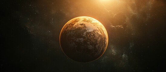 Aufkleber - Fascinating exoplanet in deep space depicted in 3D cartoon rendering