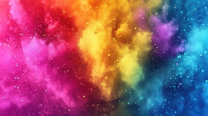 Aufkleber - Abstract colorful powder splattered background on a white background in 3D cartoon rendering