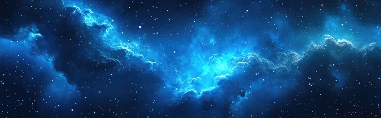 Aufkleber - Bright blue cloudy nebula space dust in 3D cartoon rendering