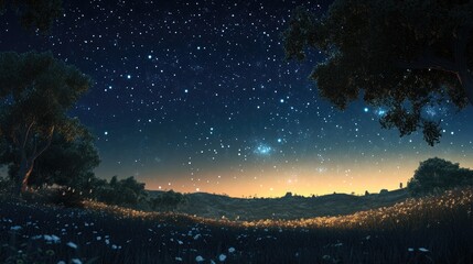 Aufkleber - Great image of a starry night sky in 3D cartoon rendering