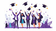 © Ayan - Group of cheerful student throwing graduation hats in the air celebrating, education concept with students celebrate success with hats and certificates