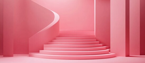 Poster - Minimalist pink geometric shape background mockup for product showcase in 3D render
