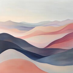 Sticker - Abstract landscape painting with soft colors and flowing lines.