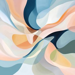 Sticker - Abstract swirl design with pastel colors, soft gradients and smooth lines.