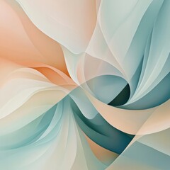 Wall Mural - Abstract swirl of peach, green, and white hues, forming a dynamic and colorful pattern.