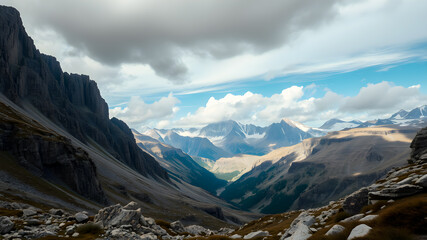 Panoramic view of the Dolomites in South Tyrol, Italy