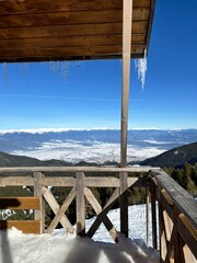 wooden bridge in the mountains