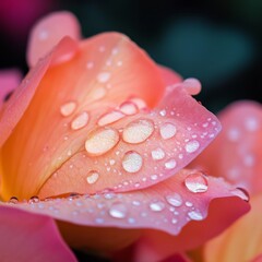 Wall Mural - Closeup of a rose petal with dew drops.