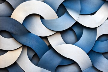 Sticker - Abstract Blue and White Curved Pattern.