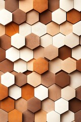 Poster - Abstract Geometric Honeycomb Pattern in Brown Tones.