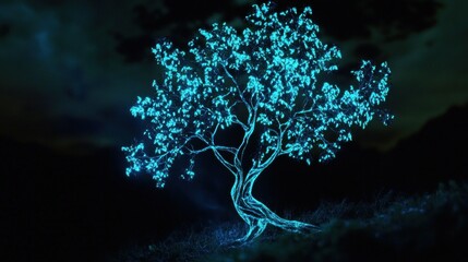 Canvas Print - Glowing Tree in the Night