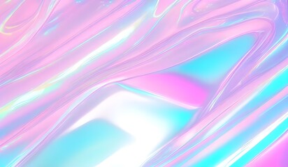 Canvas Print - Holographic background seamless trendy iridescent light foil texture. Soft holographic pastel unicorn marble background pattern. Modern pearlescent blurry abstract swirl illustration.	
