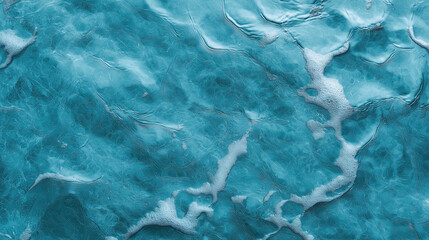 Sticker - Close-up view of textured sea water with visible ripples and foam. The water appears to be in motion, creating various patterns and textures on the surface.