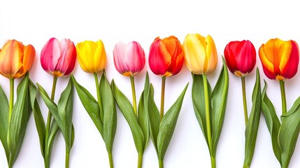 Canvas Print - Beautiful tulips on white background.