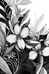 Wall Mural - Line art illustration featuring a monochromatic design