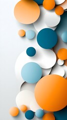 Wall Mural - Abstract Circle Pattern with Orange, Blue, and White Colors.