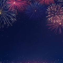 Sticker - Festive fireworks display with copy space in the center.