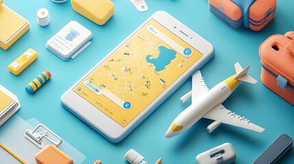 Wall Mural - a flat design of a digital library app with intuitive book search and organization