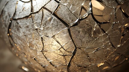 Wall Mural - Captivating Macro Photography of a Delicate Cracked Glass Vase Showcasing the Intricate Textural Details and Fragile Beauty of the Surface