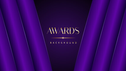 Wall Mural - Purple golden royal awards graphics background. Elegant modern template with classy shine.	
