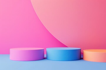 Poster - Three Cylindrical Platforms on a Pastel Background