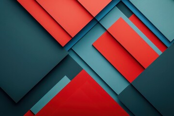 Wall Mural - Abstract Geometric Design with Red and Blue Shapes