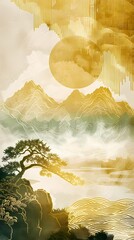 yellow natural scene landscape illustration poster background