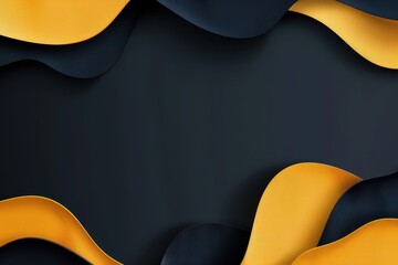 Poster - Abstract Background with Curved Yellow and Black Shapes