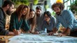 © Thanaporn - A diverse team of architects reviews sustainable building plans on a construction site, reflecting teamwork and environmental innovation in the industry